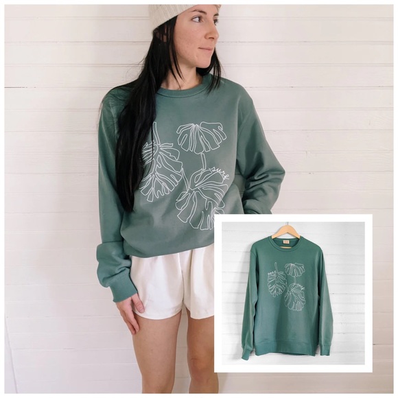 NWT! Post Surf Hawaiian Monstera Leaf Oversized Sweatshirt 2X - Picture 4 of 6